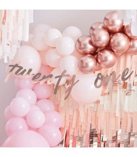 Décoration de fête d'anniversaire rose, bannière de joyeux anniversaire,  rideau à franges en or rose, nappe en aluminium, ballons confettis en  feuille d'étoile de cœur, confett de table de 10 g
