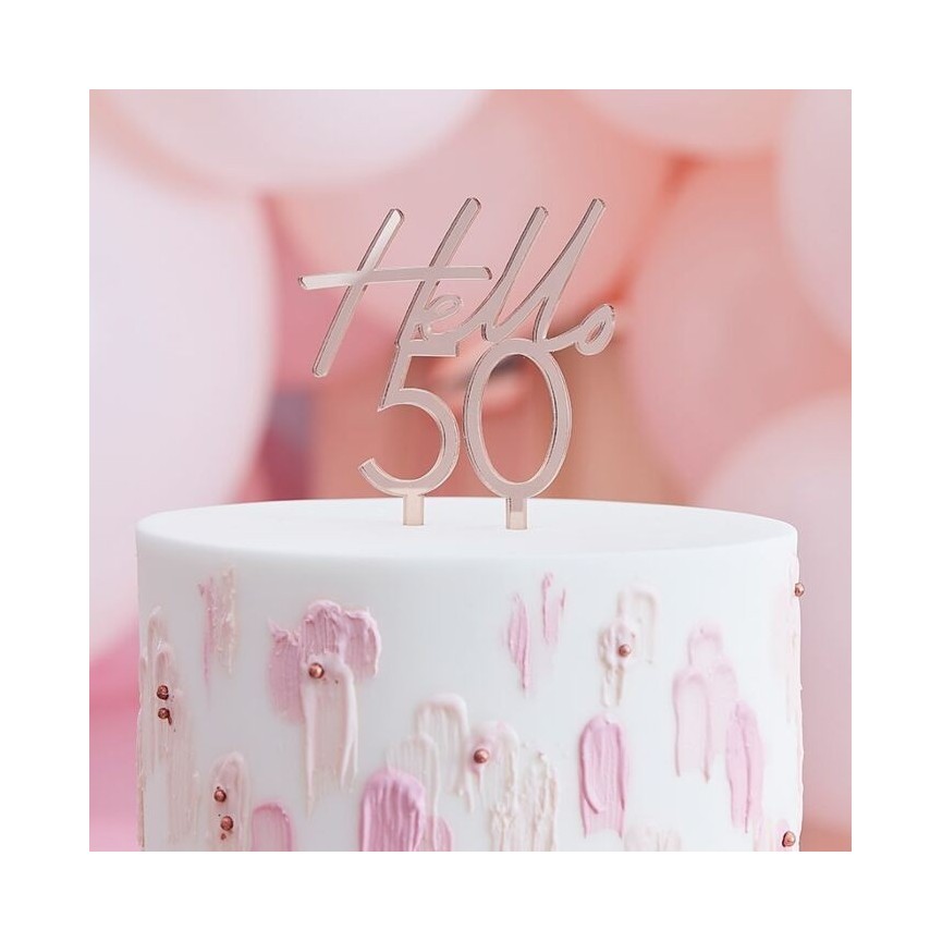 Cake Topper Rose Gold Hello 50