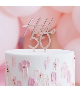 Hello 50 Rose Gold Cake Topper