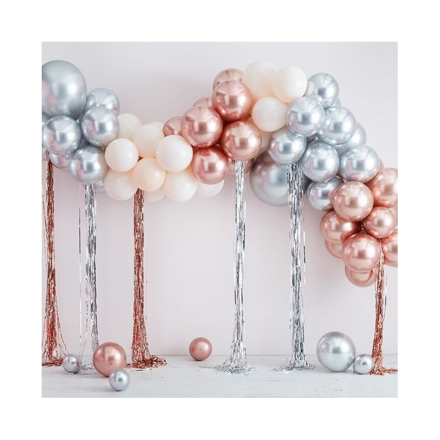 Mixed Metallic Balloons and Streamers Arch Kit