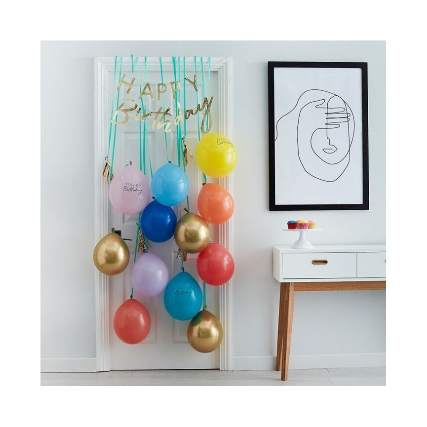 Rainbow & Gold Happy Birthday Balloon Door Kit