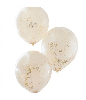 3 Peach with Rose Gold Micro Confetti Balloons
