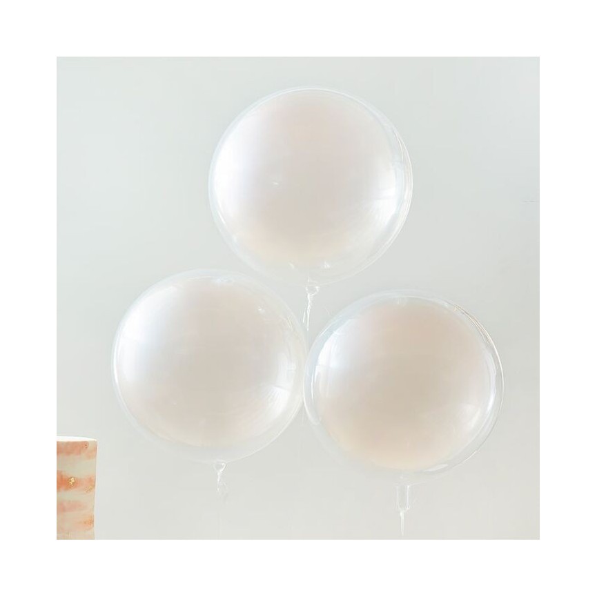 3 Peach Sprayed Sphere Orb Balloons