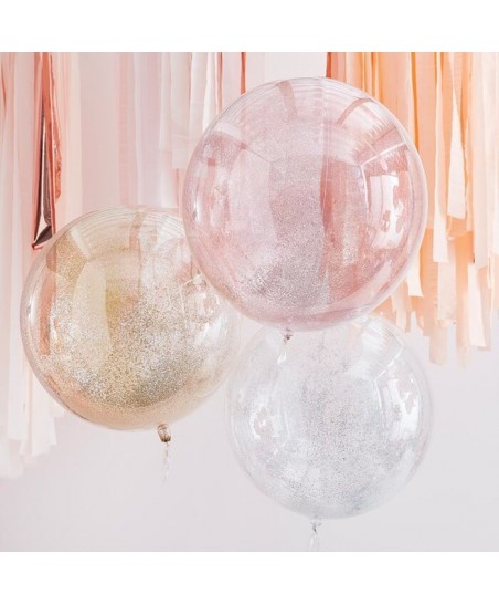 3 Peach Sprayed Sphere Orb Balloons