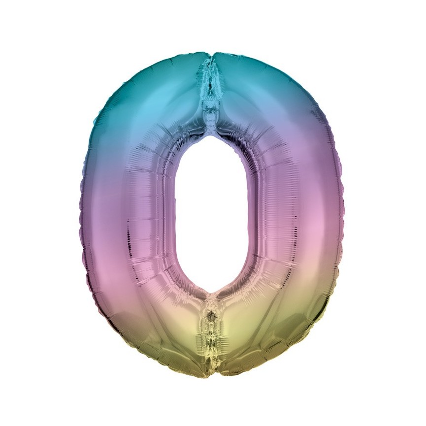 Ballon Aluminium Arc-en-Ciel Pastel Chiffre 0 Ballon Aluminium Arc-en-Ciel Pastel Chiffre 0