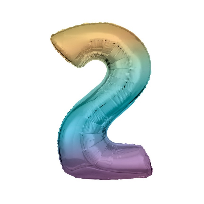 Pastel Rainbow Foil Ballon Number 2