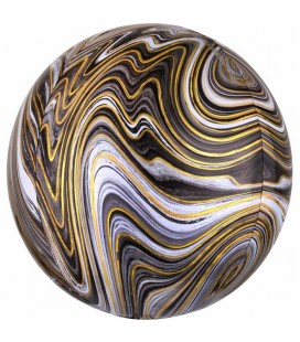 Marble Black Sphere Orbz Foil Balloon