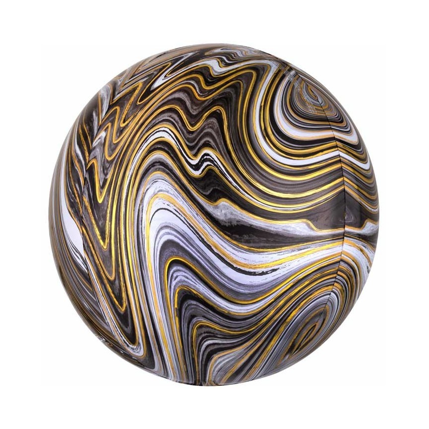 Marble Black Sphere Orbz Foil Balloon