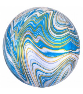 Sphärischer Orbz Folienluftballon Marble Blue