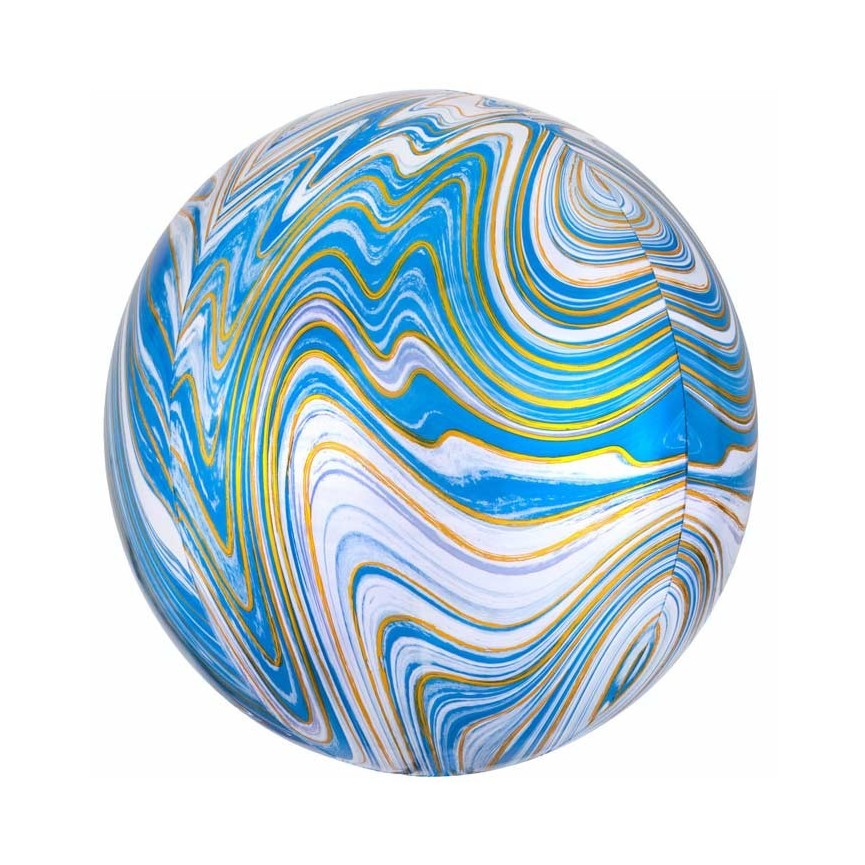 Sphärischer Orbz Folienluftballon Marble Blue