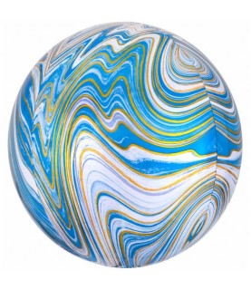 Sphärischer Orbz Folienluftballon Marble Blue