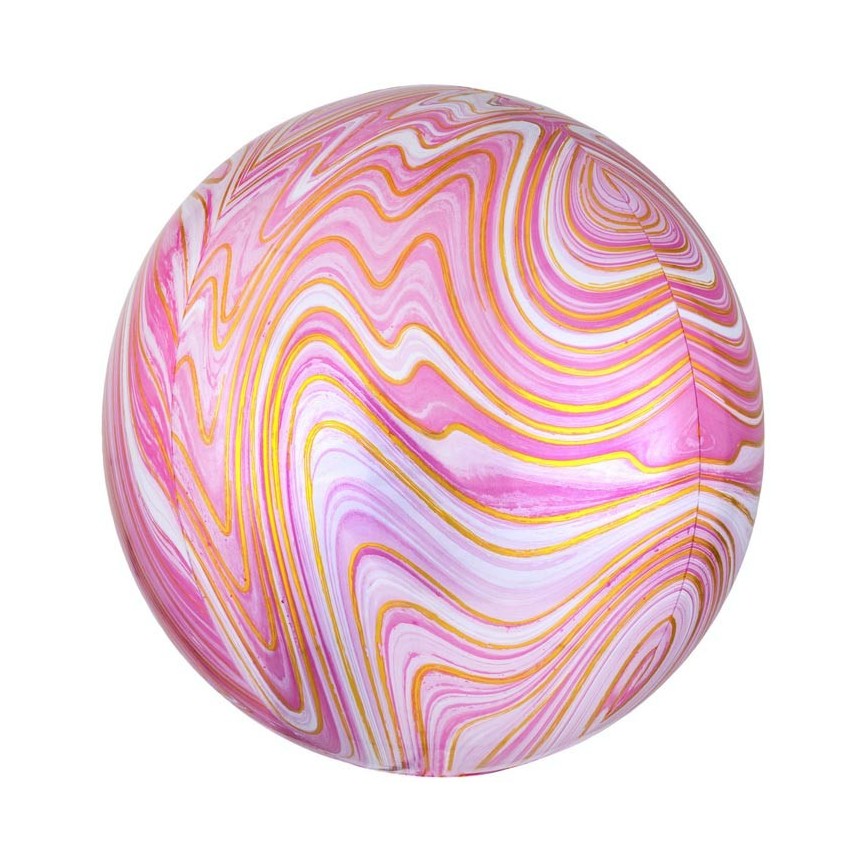 Sphärischer Orbz Folienluftballon Marble Pink