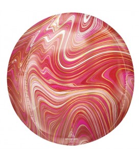 Sphärischer Orbz Folienluftballon Marble Red/Pink