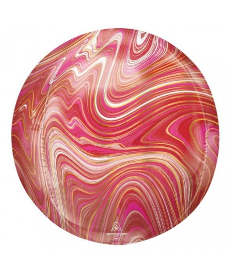Sphärischer Orbz Folienluftballon Marble Red/Pink