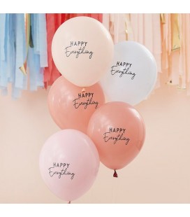 5 Happy Everything Balloons - Muted Pastel