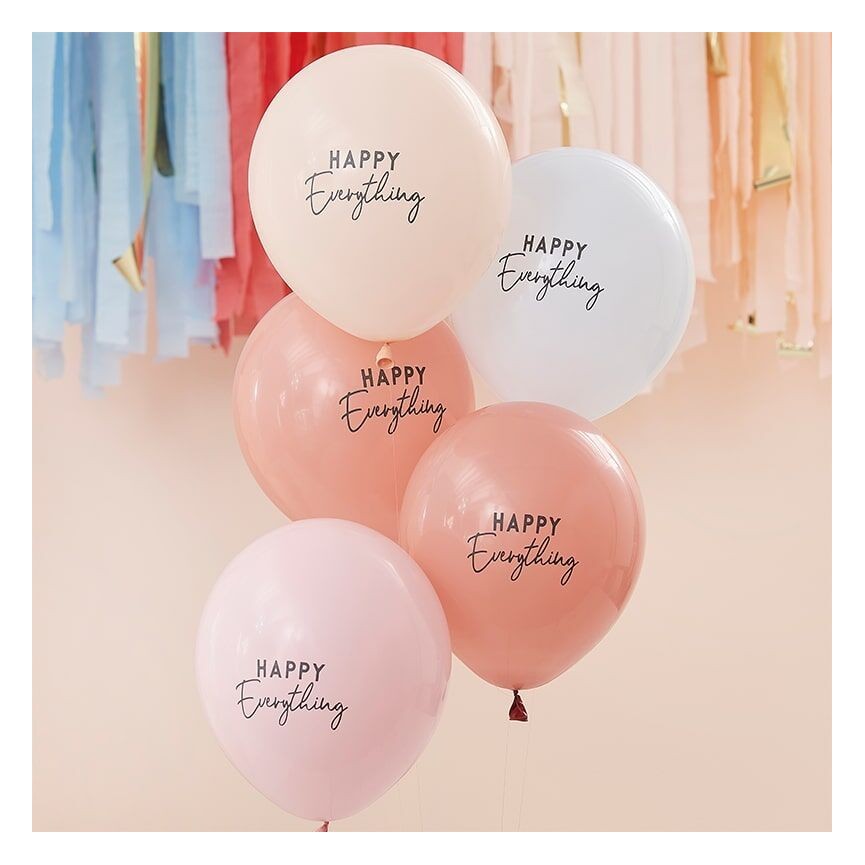 5 Happy Everything Balloons - Muted Pastel