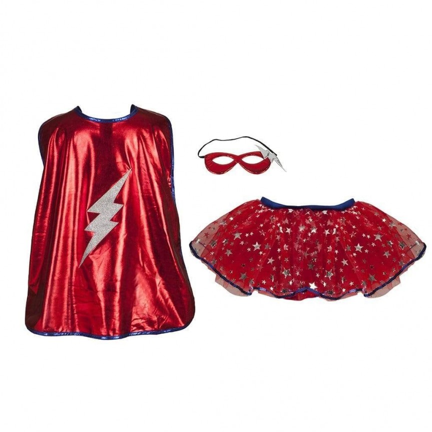 Set Tutu/Cape/Masque Super Héro Rouge 4-7 ans