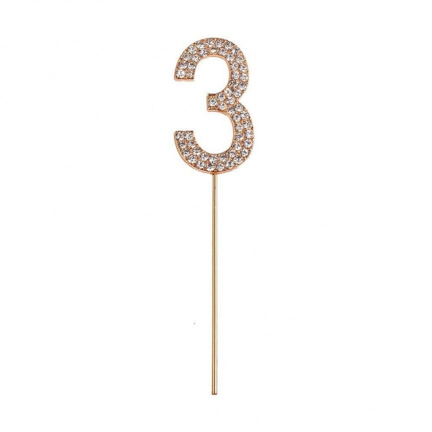 Cake Topper Strass Chiffre 3