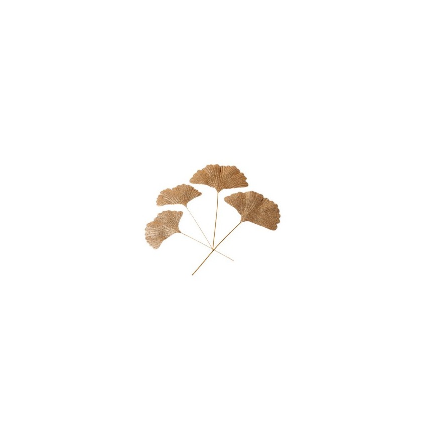 1  Gold Glitter Tropical Leaves Branch