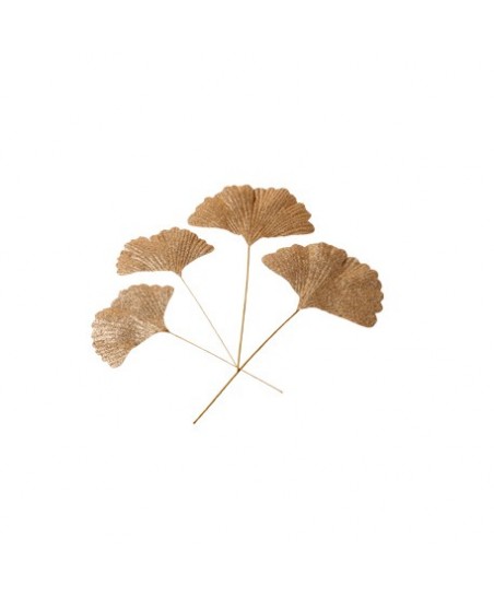 1  Gold Glitter Tropical Leaves Branch