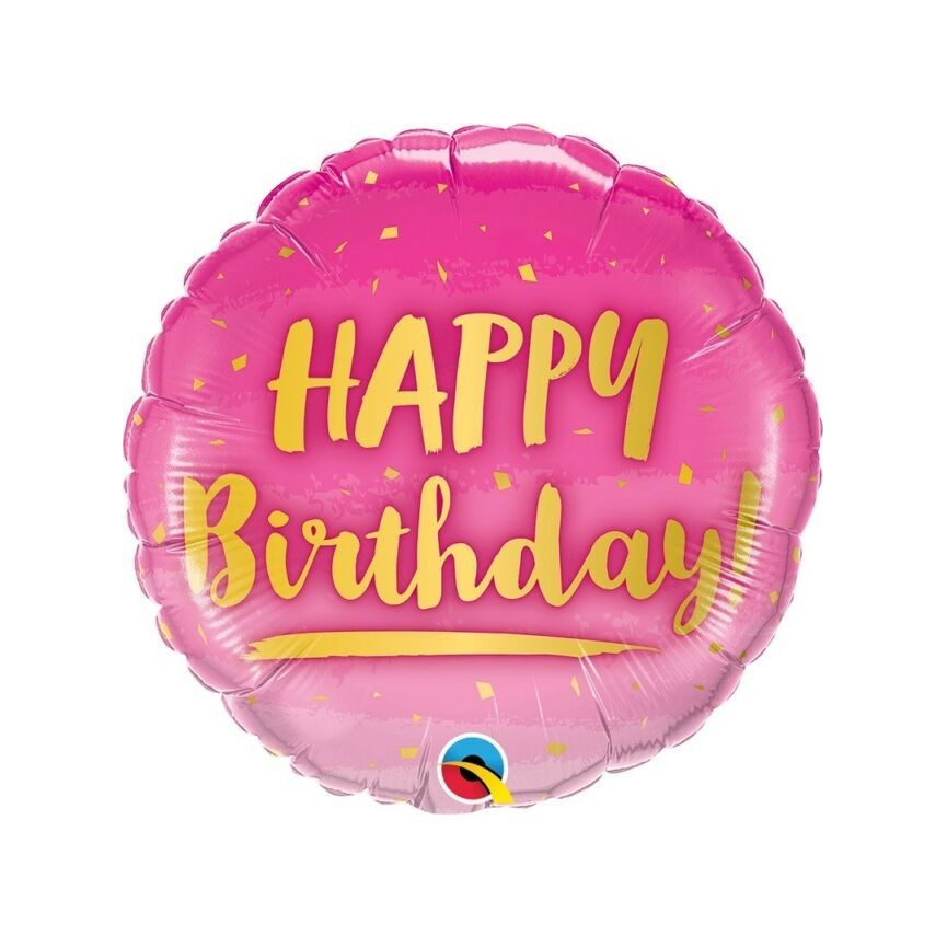 Foil Happy Birthday Gold & Pink Balloon