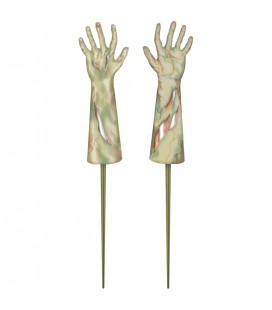 2 Rasenschilder Zombiehände aus Kunststoff