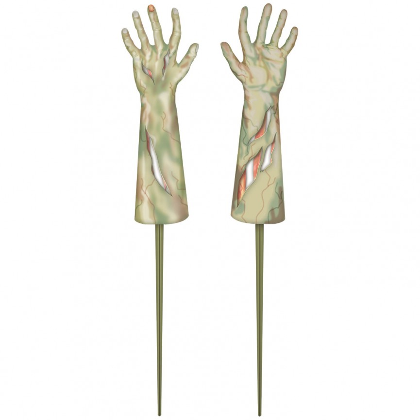 2 Panneaux Pelouse Mains de Zombie