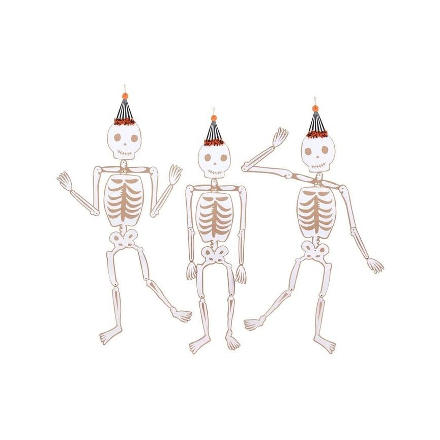3 Squelettes articulés géants Halloween Vintage