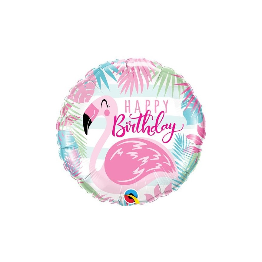Foil Happy Birthday Pink Flamingo Balloon