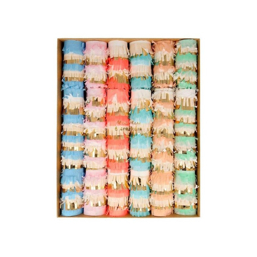 6 Pastel Fringe Medium Crackers