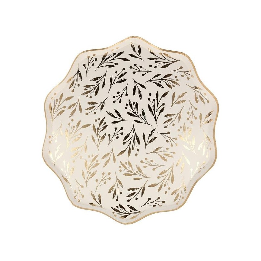 8 Gold Leaf Dinner Plates