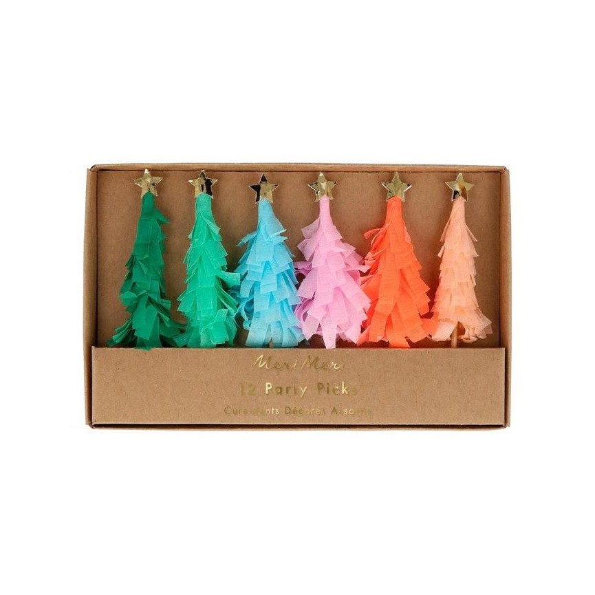 Rainbow Fringed Tree Party Picks