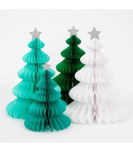 10 Weihnachtsbaum-Tischdekorationen aus Wabenpapier