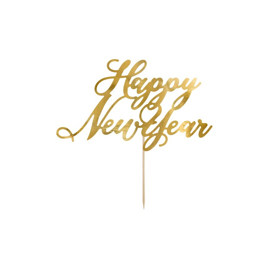 Goldener Happy New Year Cake Topper