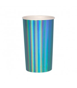 8 Blue Holographic Highball Cups