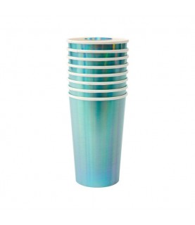 8 Blue Holographic Highball Cups