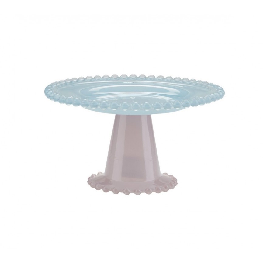 Cake Stand Présentoir Gâteau en Verre Blue/Pink M