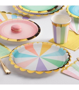 8 Large Scalloped Pastel Plates