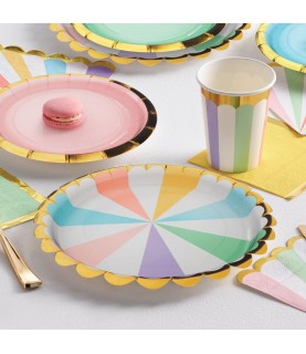 8 Large Scalloped Pastel Plates
