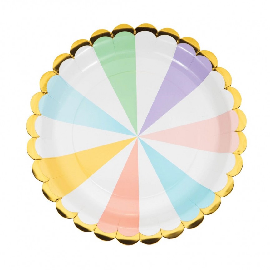 8 Große Teller in Pastellfarben