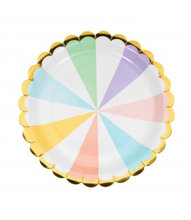 8 Große Teller in Pastellfarben