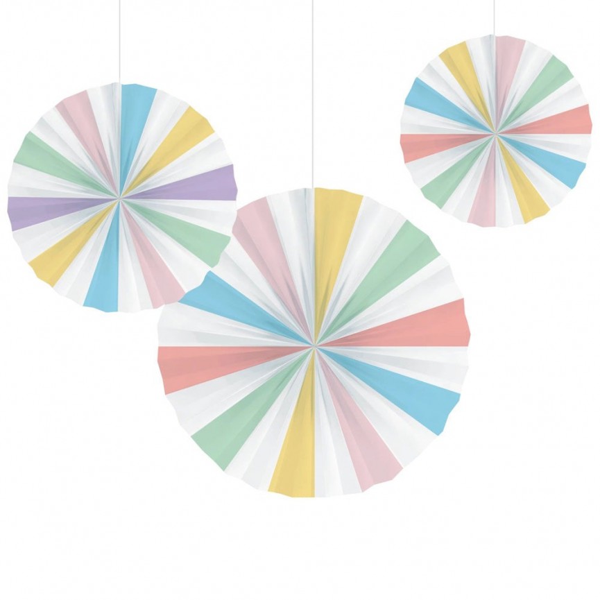 3 Pastel Paper Fans