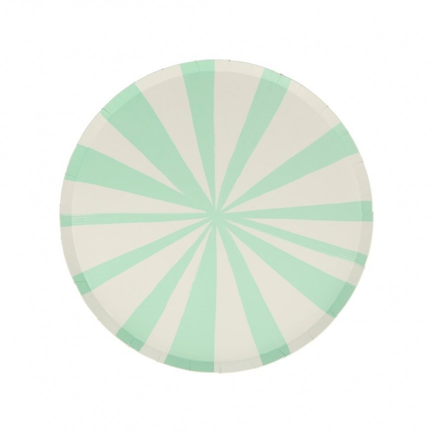 8 Mint Green Stripe Side Plates Meri Meri