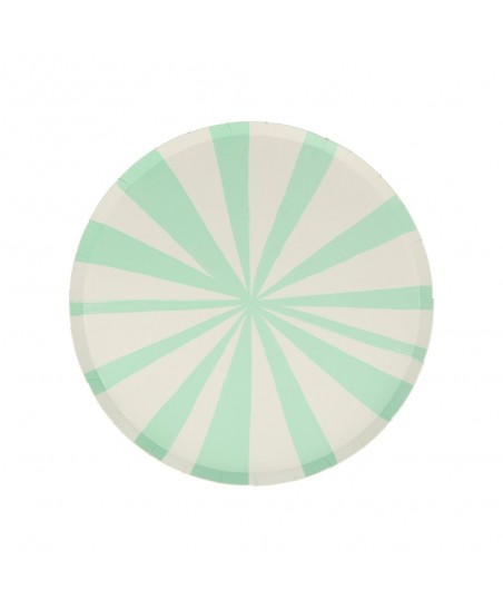 8 Mint Green Stripe Side Plates Meri Meri