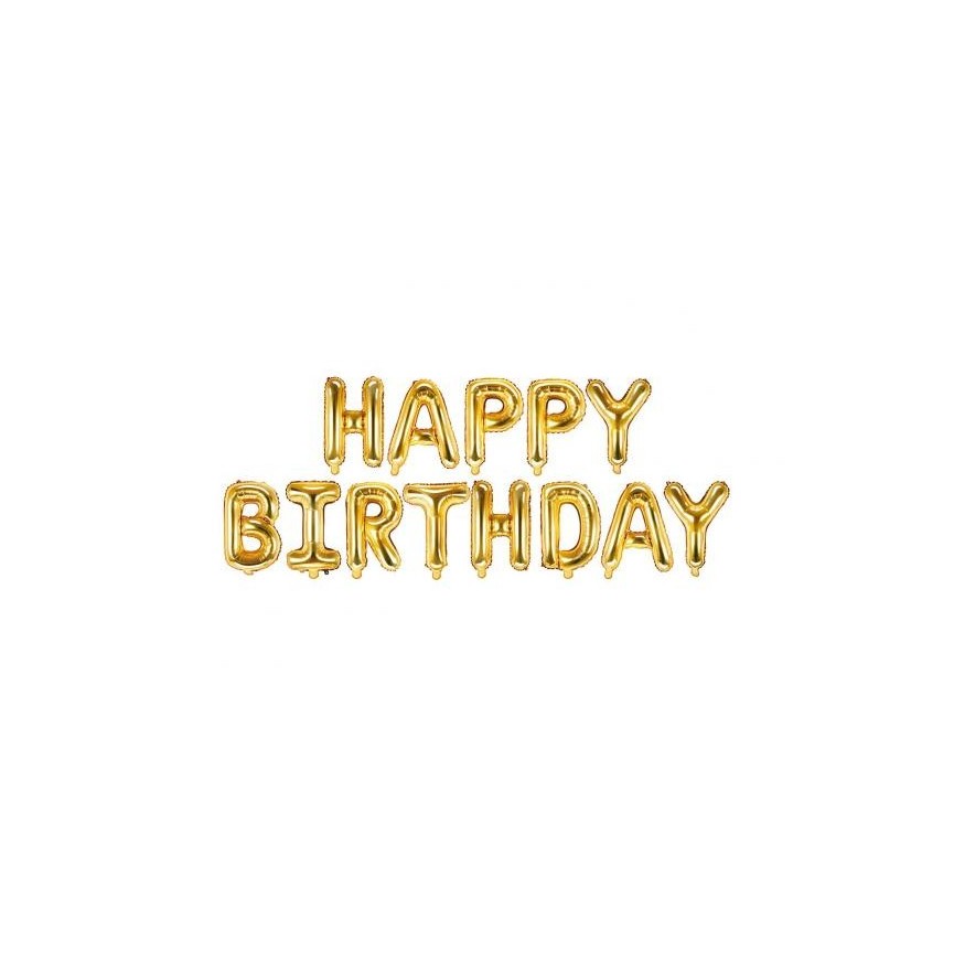 Happy Birthday Gold Letters Mylar Balloons