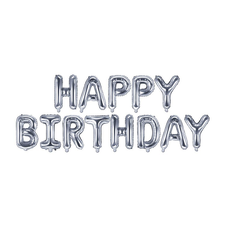 Happy Birthday Silver Letters Mylar Balloons