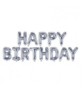 Happy Birthday Silber Buchstaben Folienluftballons