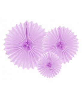 3 Lavender Paper Fans
