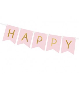 Happy Birthday Girlande in Regenbogenfarbe Pink
