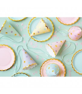 6Pastel Star Mix Party Hats